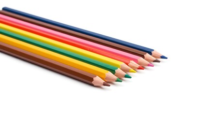 Fototapeta premium Vibrant row of colored pencils for creative projects and back to school designs, perfect for educational resources and artistic inspiration