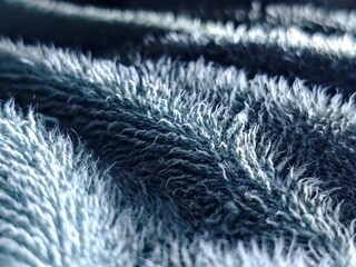 Abstract CloseUp of Soft Blue and White Shag Fabric Texture.