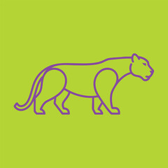 Fototapeta premium Stylized illustration of a panther in profile against a vibrant green background, showcasing modern design elements