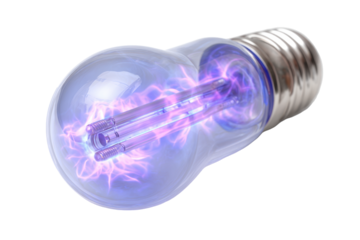 Glowing Ion Source Light Bulb on Transparent Background