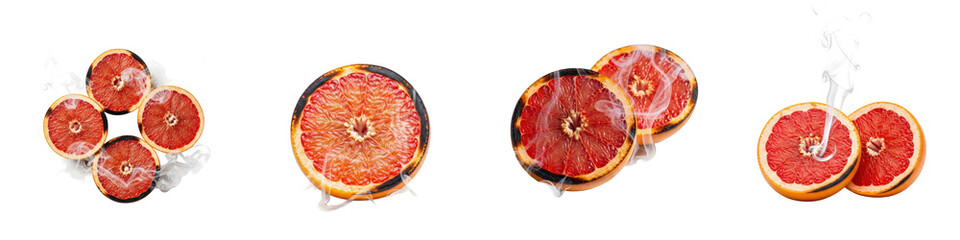 Grilled grapefruit slices with smoke. Fruit, citrus, cooking, healthy, fresh, dessert, vitamin C, summer
