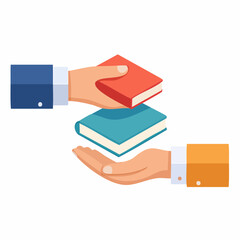 Hands Giving Books Isometric Illustration