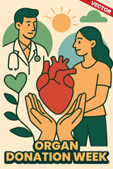 Obraz premium Organ Donation Week: Awareness Poster for Organ Donation Week Featuring Bright Heart Symbol and Transplant Campaign Message for Community