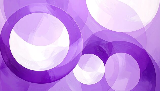 A vibrant abstract design featuring layered circles in shades of purple and white, creating a visually captivating effect.