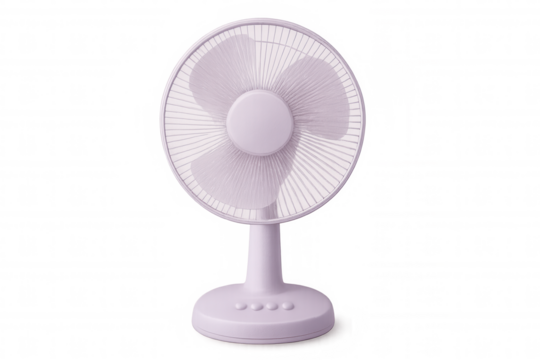 Purple electric fan blowing fresh air, isolated on transparent background, perfect for summer and hot days
