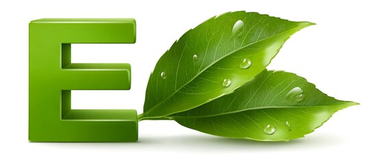 forest green letter e with leaf graphic
