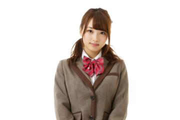 Japanese School Uniform Portrait on Transparent Background