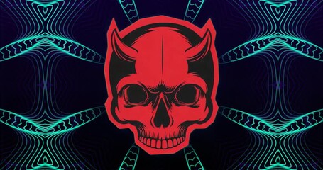 Animation starting red skull igniting white eye glow pulsing aura shifting patterns showing power - Powered by Adobe