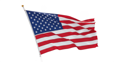 Waving United States Flag Isolated on White Background (PNG)