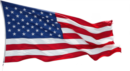 Waving United States Flag Isolated on White Background (PNG)