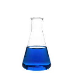 Laboratory Glass Flask with Blue Liquid &ndash; Isolated PNG