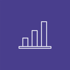 Obraz premium Simple and modern bar graph icon on a purple background, representing data analysis and visualization for business use