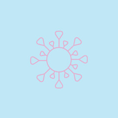 Abstract representation of a stylized sun with radiating shapes on a soft blue background, ideal for modern design projects