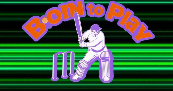 Neon bars flickering initiating glitching lines glowing batsman emphasizing Born to Play slogan