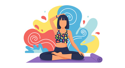 Woman practices yoga or meditation on a mat, focusing on well-being and mindfulness. Ideal for health, lifestyle, and relaxation concepts.