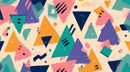 Colorful Geometric Patterns Featuring Triangles and Abstract Shapes on a Light Background Creating a Vibrant Visual Experience