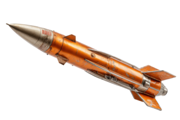 Vintage Orange Launch Vehicle Rocket on Transparent Background