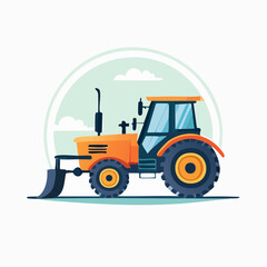 Fototapeta premium Orange Tractor Illustration In Flat Design