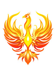 Fototapeta premium Phoenix Fire Logo Illustration: Vibrant Mythical Creature in Flames for Modern Branding and Rebirth Symbolism