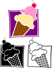 Ice cream cone icon with bonus variations