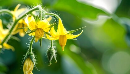 Close-up of vibrant yellow tomato flowers