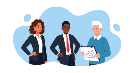 Diverse business professionals analyzing data and discussing strategy for financial growth. Collaboration and teamwork drive success in a modern work environment.