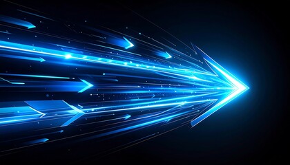 Abstract arrow graphic with blue light streaks