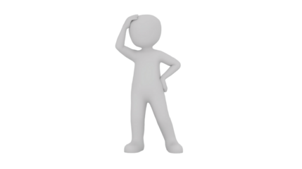 Minimalist Character Confused Pose Rendered in 3D Illustration Isolated