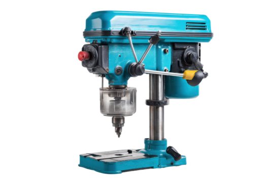 Blue Benchtop Drill Press on Transparent Background