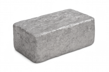 Realistic 3d rendering of a gray concrete brick isolated on transparent background, ideal for architectural visualizations or construction-related projects