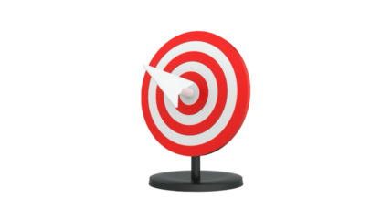 3D Rendered Red and White Target Board with Dart Illustration