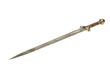 Ornate Antique Short Sword on Transparent Background