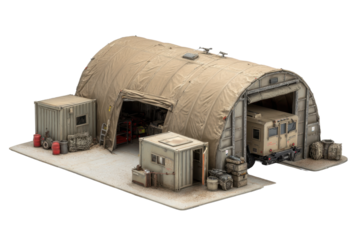 Modular Military Field Hangar with Support Units