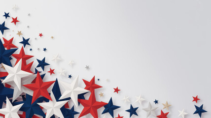 Fototapeta premium Patriotic Background with Red White and Blue Stars for Celebrating American Holidays and Supporting the USA 
