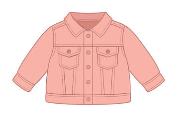A pink denim jacket for babies, suitable for spring, autumn, or summer, displayed on a white background in a flat‑lay, top‑view fashion kids outfit