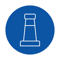 Simple Icon of Factory Chimney with Blue Background for Industrial Use