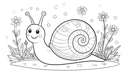 Cute snail coloring page