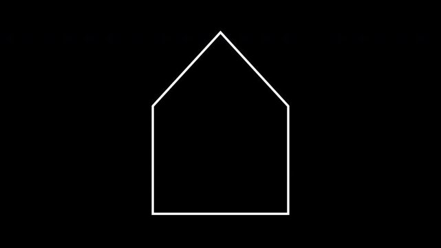 Haus Icon animiert Alphakanal transparent minimalistisch Immobilien Geb&auml;ude Linie 