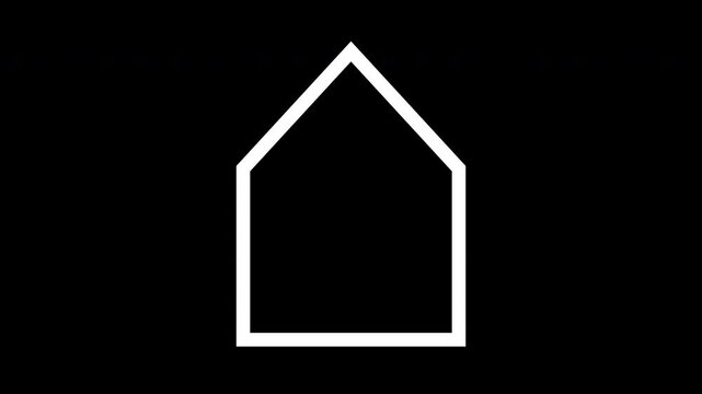 Haus Icon animiert Alphakanal transparent minimalistisch Immobilien Geb&auml;ude Linie 