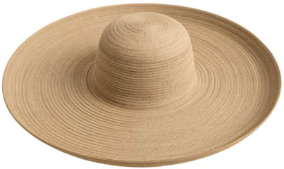 Beige wide-brimmed hat, studio shot, isolated background, fashion accessory