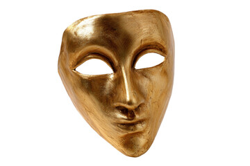 Gold Theatrical Mask on Transparent Background