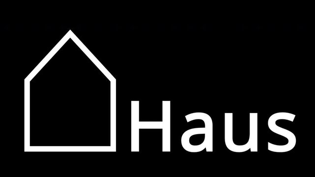 Haus Icon animiert Alphakanal transparent minimalistisch Immobilien Geb&auml;ude Linie 