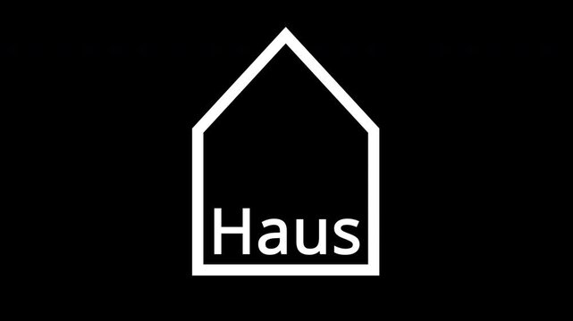 Haus Icon animiert Alphakanal transparent minimalistisch Immobilien Geb&auml;ude Linie 