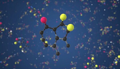 Molecular Structure Visualization with Atomic Bonds and Colorful Bokeh Background elements