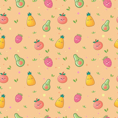 Cute Fruity Seamless Pattern Decorative Background Vector Design