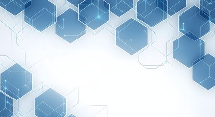 Abstract blue hexagonal technology background with connecting lines and glowing nodes for a futuristic digital concept