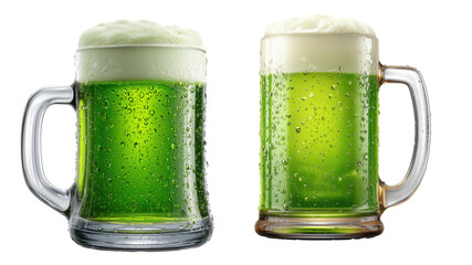 St.Patrik's Green Beer Glass with Bubbly Foam isolated on transparent background