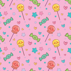 Hand Drawn Candy Pastel Color Pattern Decorative Background Vector Design