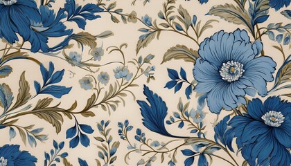 french toile style blue floral pattern on light beige seamless background beige seamless beige seamless fabric home