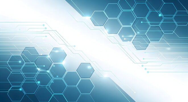 Abstract background of futuristic technology with a hexagonal structure and digital connection lines